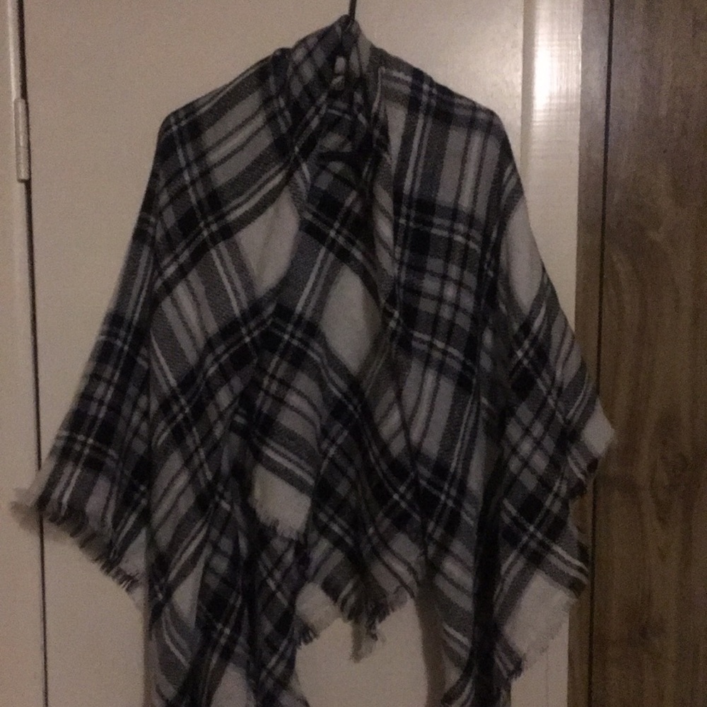 White/Black Plaid ModCloth Shawl